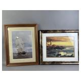 Framed Sailboat & Lighthouse Prints