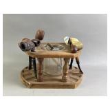 Vtg Table Top Wooden Pipe Stand