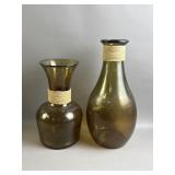 Vtg Emerald Green Decorative Vases