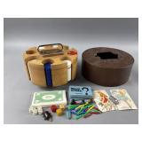 Vtg Wooden Poker Chip Carousel Caddy & More