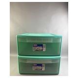 2 Teal Sterilite Clear View Storage Drawers