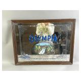 Vtg Framed Olymbia Beer Advertising Mirror