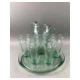 Coca-Cola Glass Pitcher, Cups & Tray