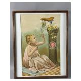 Vtg Framed Advertising Sign/Cycle Material