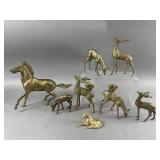 Brass Animal Figurines Deer & Horse