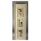 Framed Mid-19th Century Hand-painted Mushrooms