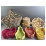 Assortment of Rattan & Wicker Baskets & Bag