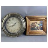 Edinburgh Wall Clock & Vtg Framed Angel Print