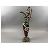 Vintage Hand Painted Porcelain Floral Ewer Pitcher