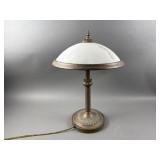 Brass & Bronze Rose Lamp With Glass Shade