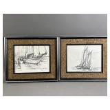 2 Signed/Framed Nautical Drawing Prints