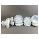 Vtg Milk Glass Dishware Set