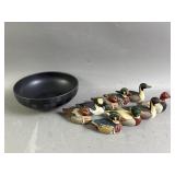 Vtg Avon Miniature Ducks Collector Series & Bowl