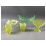 Fenton Topaz Yellow Hobnail Dish & More