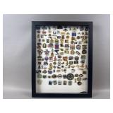 Various Vintage Pins & Showcase - Sports & More