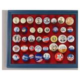 Framed Vtg Political Buttons