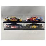 (4) 1/24 Scale NASCAR Diecast Cars & Cases