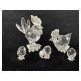 Swarovski Crystal Rooster, Hen & Chicks Figurines