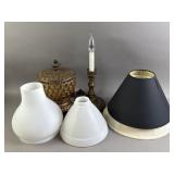Vtg Candlestick Table Lamp, Lamp Shades, More