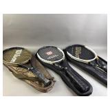 Lot of Wilson Hammer System Rackets & Cases