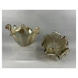 2 Handblown Iridescent Art Glass Bowls