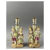 Vtg Japanese Porcelain Boudoir Table Lamps