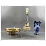 Antique Porcelain Boat-Shaped Vase and More