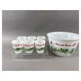 Vtg 1950s Hazel Atlas Tom & Jerry Punch Bowl Set