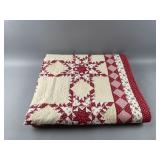 Vintage Handmade Starburst Red Quilt