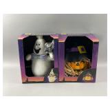 NIB Vtg Halloween Fiber Optic Ghost & Pumpkin
