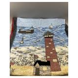 Vintage Handmade Light House Patchwork Quilt