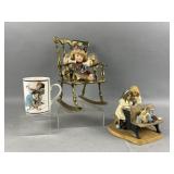 Vintage Solid Brass Doll Rocking Chair and More