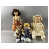 Vtg Handmade Jack & Jill Dolls & More