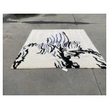 Mid Century Mod Abstract Cabin Craft Wool Rug 8x8