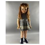 Large Vintage Doll w/white & Black Gingham Dress