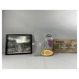 Vintage Embossed Clear Glass Milk Bottle