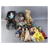 Vintage Dolls & Wooden Carriage