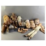 Lot of Vtg Doll Heads & Body Parts