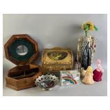 Vtg Wooden Jewelry Boxes, Jewelry, & More