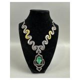 Taxco Sterling Silver 925 & Malachite Necklace