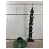 Vtg Wooden Handmade Christmas Tree & Stand