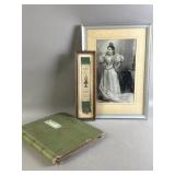 Framed Antq Photograph & Bookmark w/Post Cards