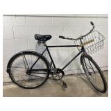 Vtg Black Schwinn Racer Bicycle w/Basket