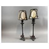 Antique/Victorian Brass Lamps W/ Slag Shades