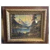 Antq Wood Framed Lithograph Print
