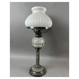 Antique Hukin&Heath Silverplate Crystal Oil Lamp