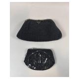 Freddy Black Beaded Evening Handbag & Coin Purse