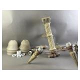 Vtg Neoclassical-Style Plaster Column Chandelier