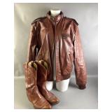 Vtg Brown Members Only Jacket & Tony Lama Boots