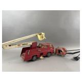 Vintage Metal Tonk Fire Truck & Hubley Crane